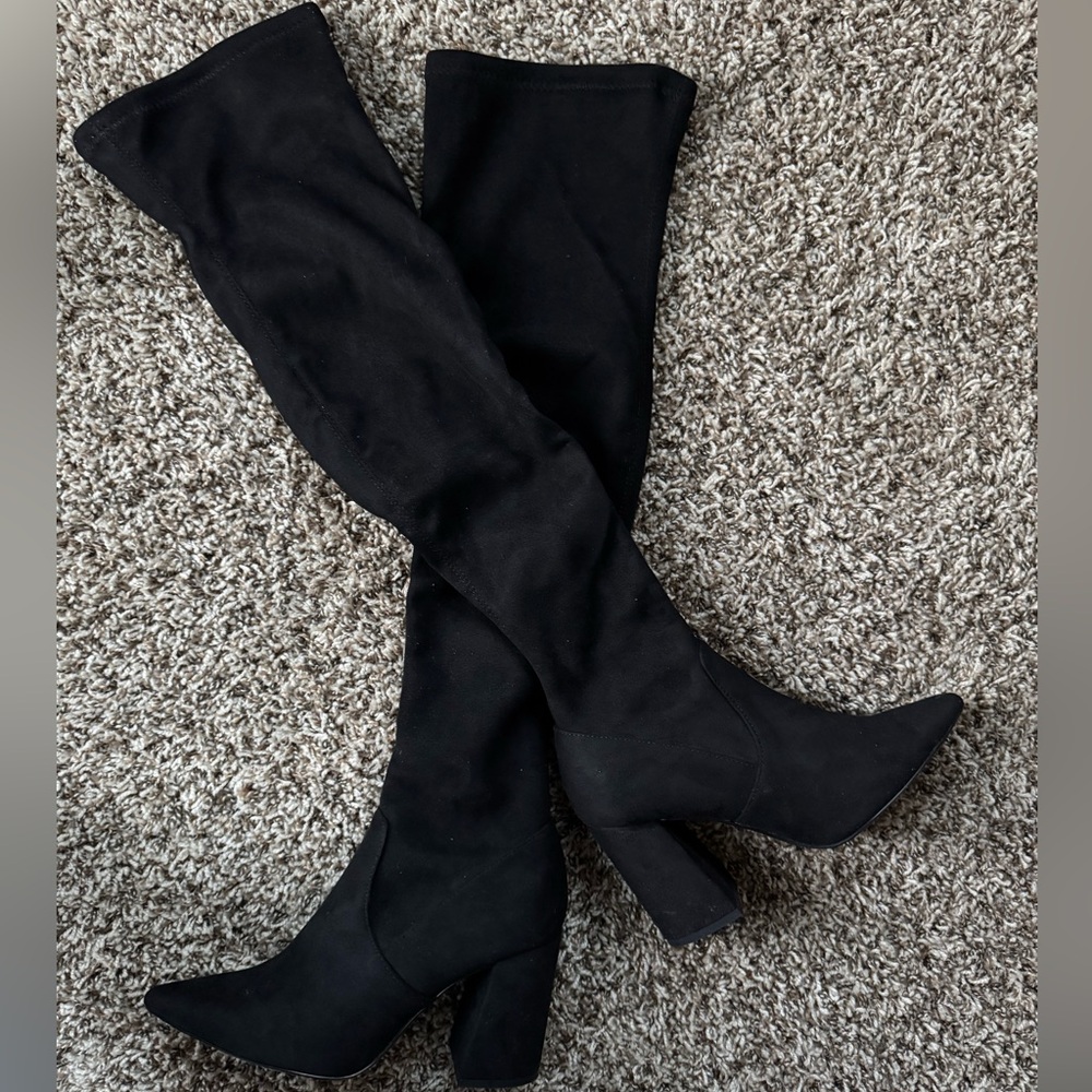 STEVE MADDEN JACOBY BLACK OVER THE KNEE BOOTS